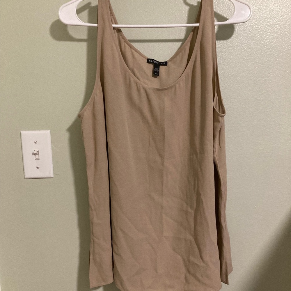 Eileen Fisher Silk Georgette Crepe Scoop Neck Tank